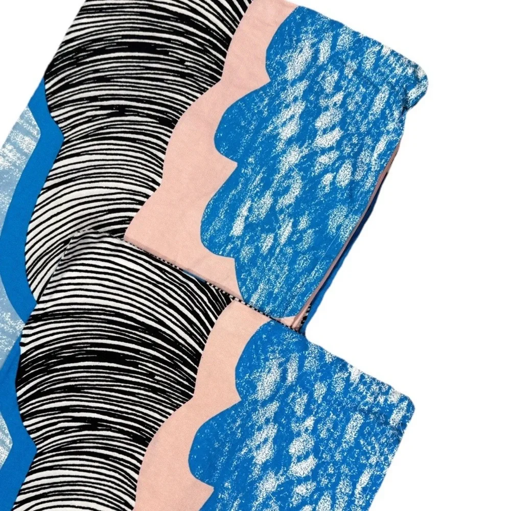 2 Ikea Doftranka Pillowcases Covers Shams Blue Black Pink Zip Abstract Cotton